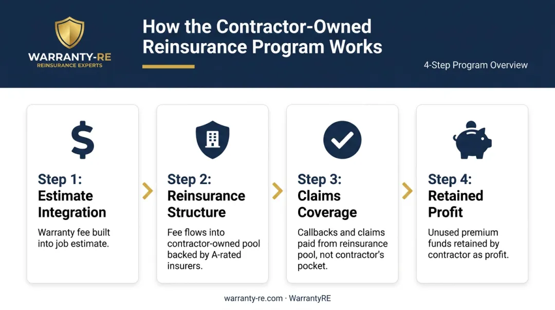 Four-step contractor-owned reinsurance warranty program process flow diagram