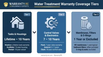 Three-tier water filtration warranty coverage structure tanks components media