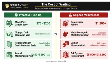 Skipped HVAC maintenance versus proactive tune-up repair cost comparison infographic