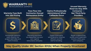 Contractor-owned reinsurance warranty structure four-step process flow diagram