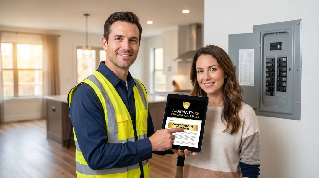 Electrical contractor presenting warranty options to homeowner after panel installation