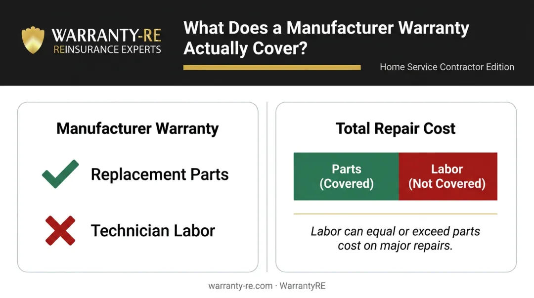 HVAC manufacturer parts warranty versus labor costs coverage gap comparison