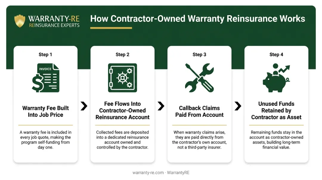 Four-step contractor-owned warranty reinsurance program process flow diagram
