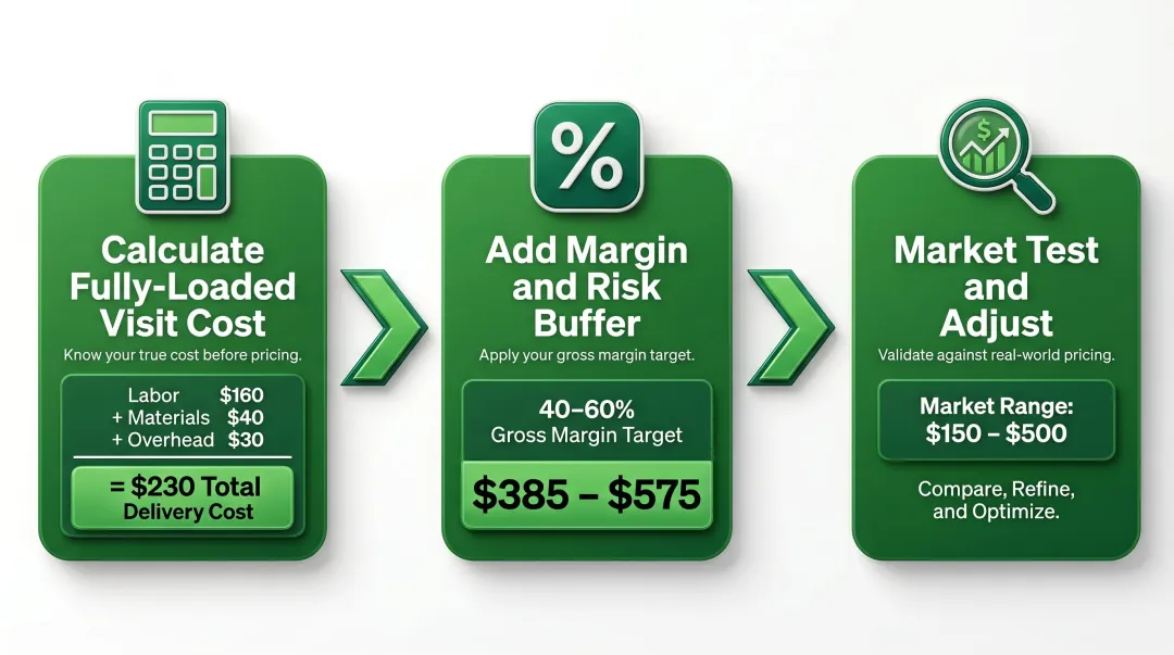 HVAC service agreement pricing calculation three-step process from cost to market price