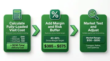 HVAC service agreement pricing calculation three-step process from cost to market price