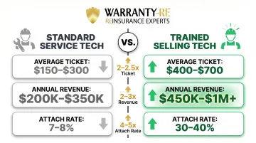 HVAC technician revenue comparison standard service-only versus trained selling technician performance