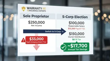S-Corporation income split showing salary versus distributions tax savings comparison