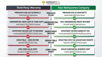 Third-party warranty versus reinsurance company side-by-side tax and profit comparison