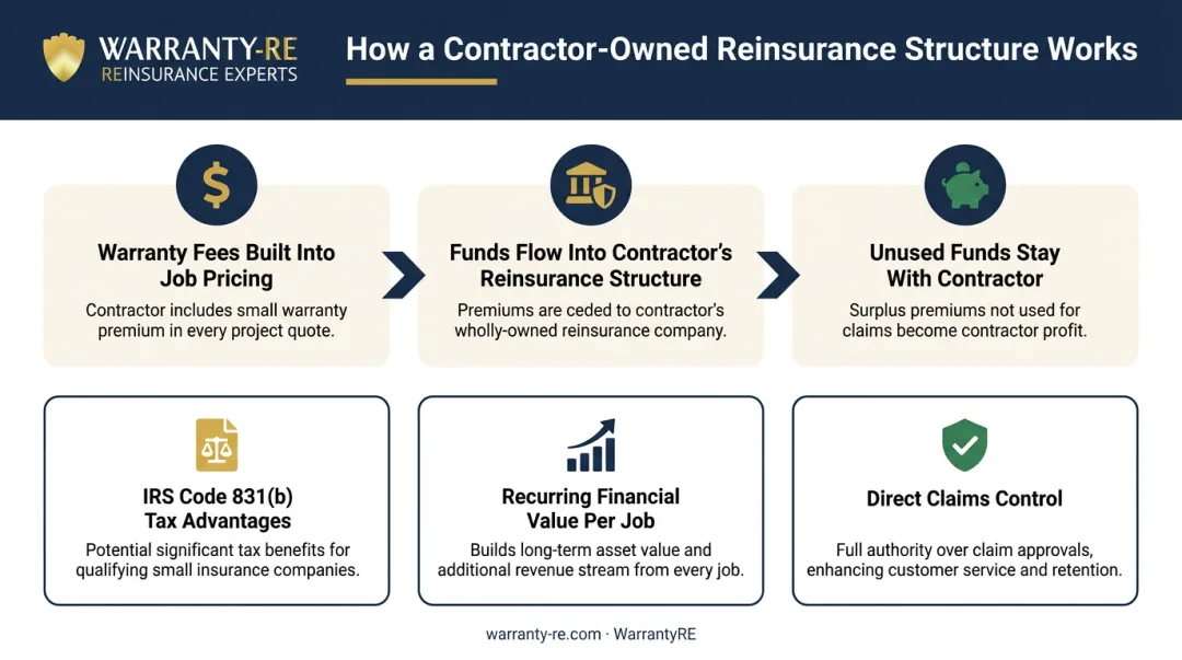 Contractor-owned reinsurance program structure benefits and profit retention flow diagram