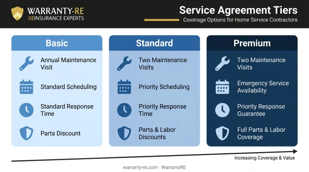 Three-tier HVAC service agreement structure Basic Standard Premium comparison