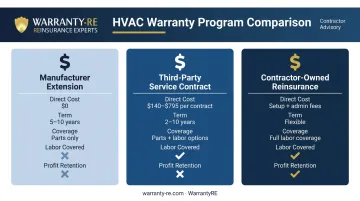 HVAC warranty program cost ranges by type from manufacturer to reinsurance