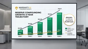 Five-year roofing reinsurance reserve compounding growth timeline with annual investment income