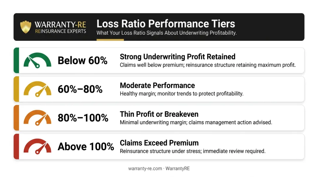 Loss ratio ranges and profitability signals comparison chart for reinsurance programs