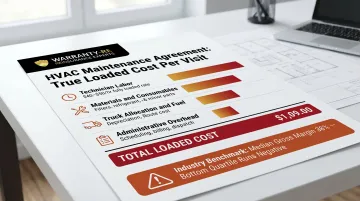 HVAC maintenance agreement true loaded cost breakdown per visit infographic