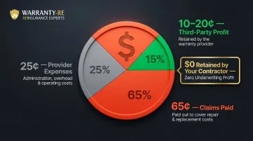 Third-party warranty premium dollar breakdown showing contractor versus provider profit split