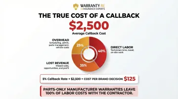 Average HVAC callback cost breakdown showing labor parts and overhead impact