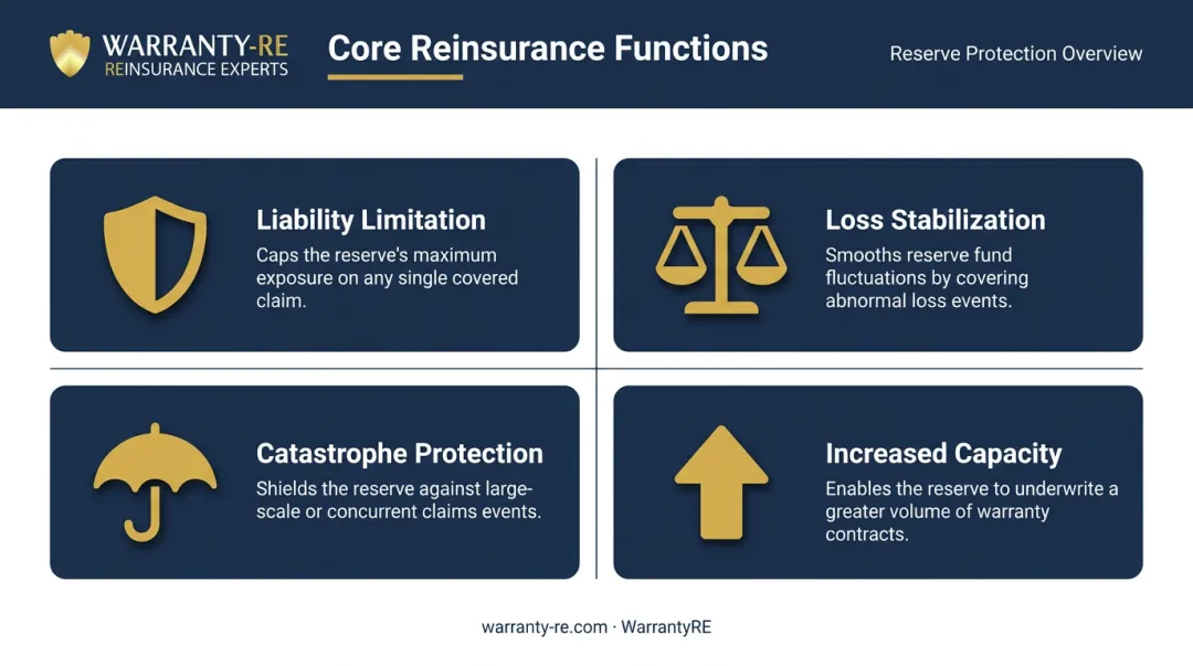 Four core reinsurance functions protecting contractor cash reserves comparison chart