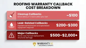 Three-tier roofing callback cost breakdown from cleanup to major repairs