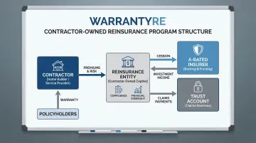 WarrantyRE reinsurance program structure diagram showing contractor owned warranty company model