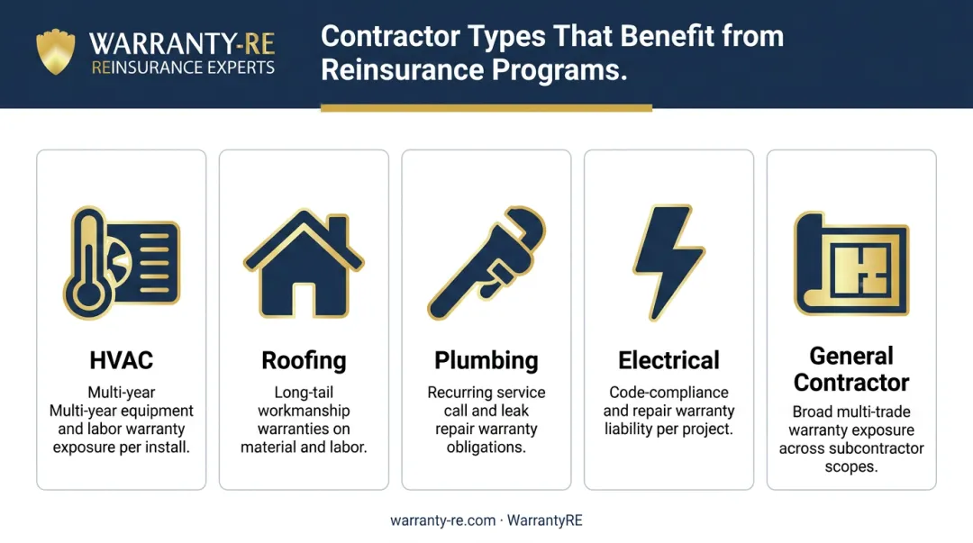 Five contractor trade types suited for reinsurance program warranty model