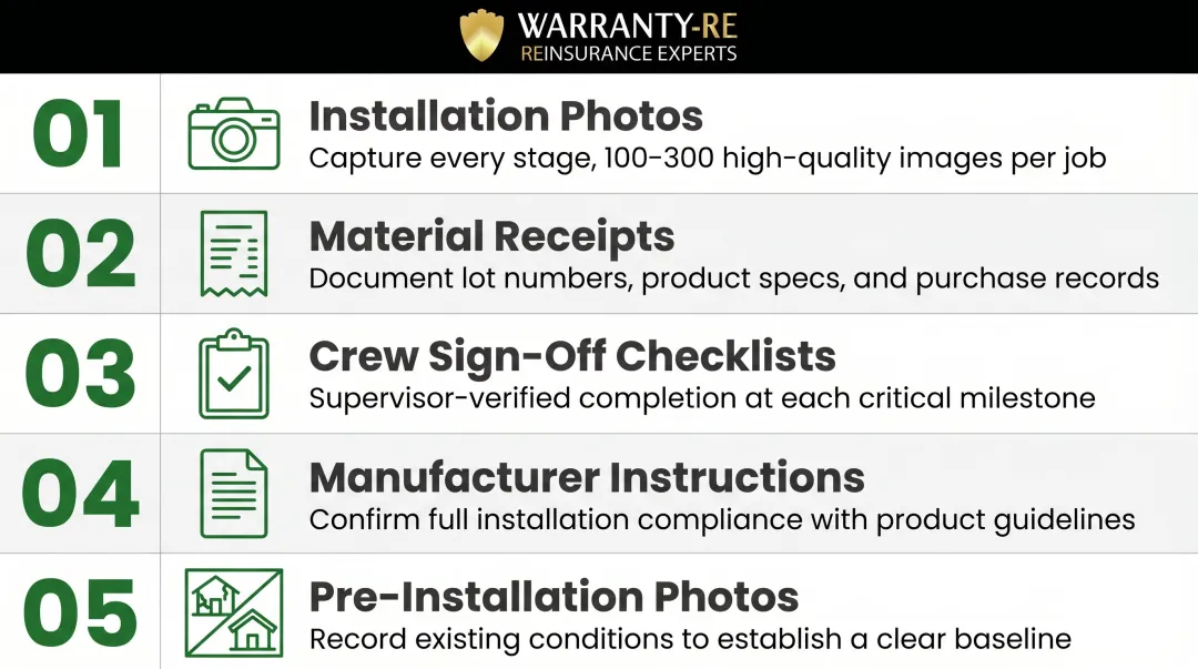 Five essential job documentation standards for roofing warranty claims adjudication