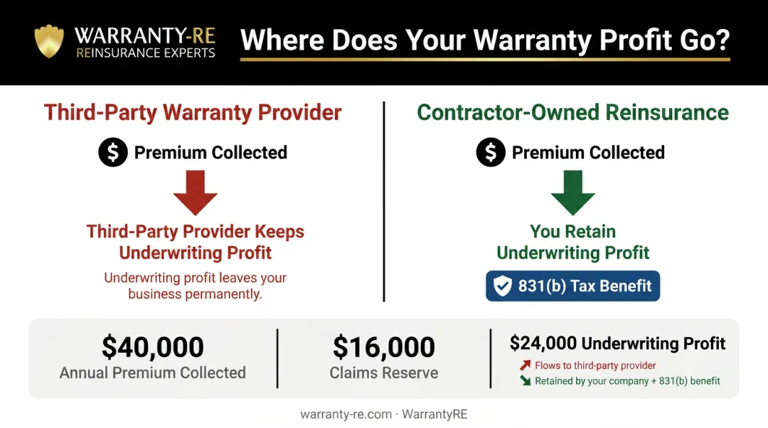 Contractor-owned reinsurance versus third-party warranty provider underwriting profit comparison