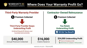 Contractor-owned reinsurance versus third-party warranty provider underwriting profit comparison