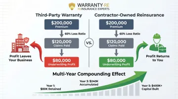 Annual underwriting profit loss comparison third-party versus contractor-owned warranty program