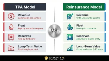 TPA model versus contractor-owned reinsurance model profit comparison side-by-side