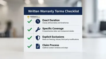 Four-part written warranty scope definition checklist for plumbing contractors