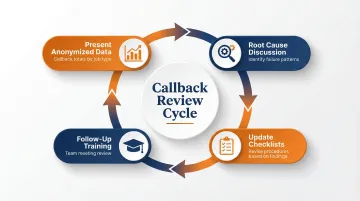 Four-step monthly callback review process turning field failures into technician training