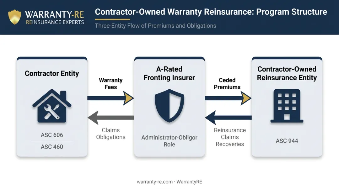 Contractor-owned reinsurance program entity structure and premium flow diagram