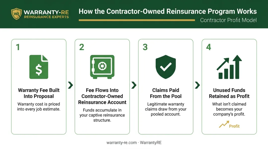 4-step contractor-owned reinsurance warranty program process flow diagram