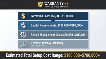 831b captive insurance company total first-year cost components breakdown infographic