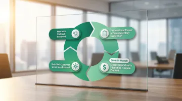 Warranty callback customer retention and referral revenue flywheel cycle diagram