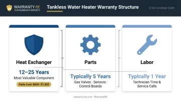 Three-tier tankless water heater warranty structure heat exchanger parts labor