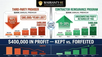 Reinsurance versus third-party warranty provider profit retention five-year financial comparison