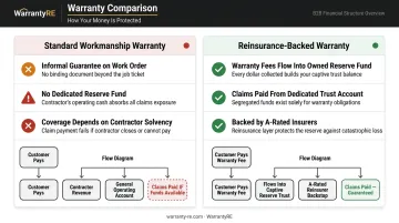 Standard contractor warranty versus reinsurance-backed warranty reserve structure comparison