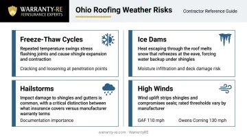 Four major Ohio climate roofing risks freeze-thaw ice dams hail and wind
