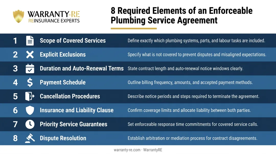Eight essential elements of an enforceable plumbing service agreement contract