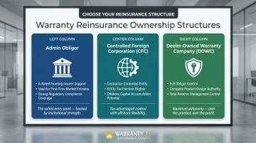 Three contractor reinsurance ownership model structures comparison Admin Obligor CFC DOWC