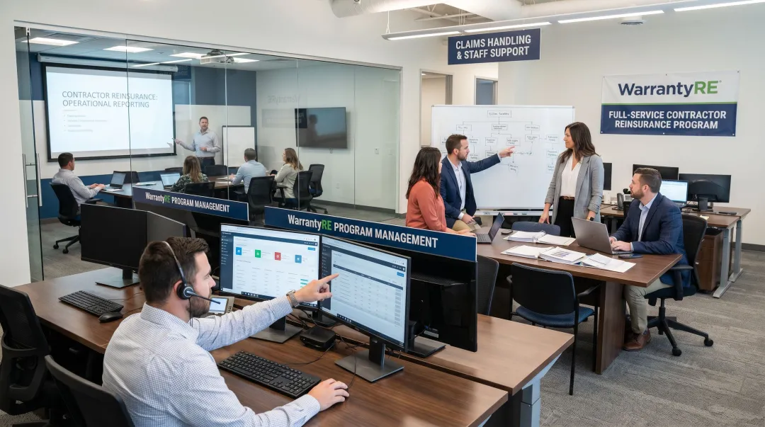 WarrantyRE contractor reinsurance program management dashboard and support team