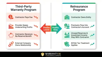 Third-party warranty versus reinsurance program profit flow side-by-side comparison