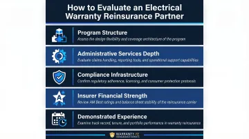 Five-criteria evaluation framework for selecting electrical warranty reinsurance provider