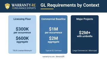 Texas electrical contractor GL coverage limits comparison state minimum versus commercial benchmark