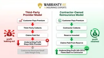 Contractor-owned reinsurance program versus third-party warranty provider profit flow comparison