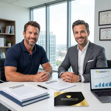 Plumbing contractor reviewing maintenance contract reinsurance documents