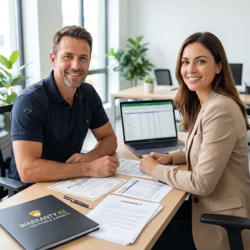 Electrical contractor reviewing warranty reinsurance documents