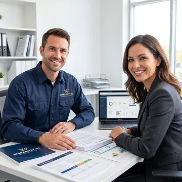 Electrical contractor reviewing extended warranty program details