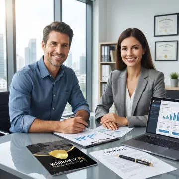 Contractor reviewing extended warranty program documents